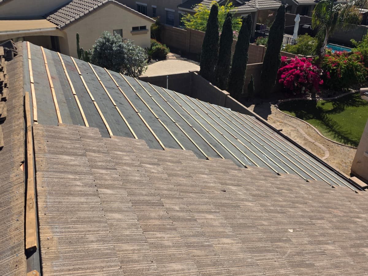 Finished tile roof slope in Arizona sun